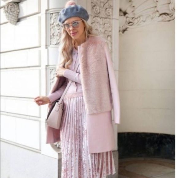 RARE ZARA Pink Wool Combination Faux FurJacket XS - Picture 13 of 13